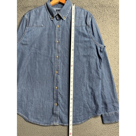 Vintage GAP Denim Shirt Mens Medium Blue Jean Long Sleeve Button Up Western Yoke - Picture 12 of 13
